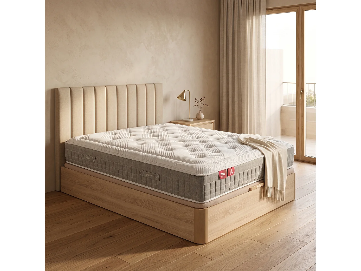 Pack colchón y canapé Pikolin Sleep, 90 x 190 cm, natural