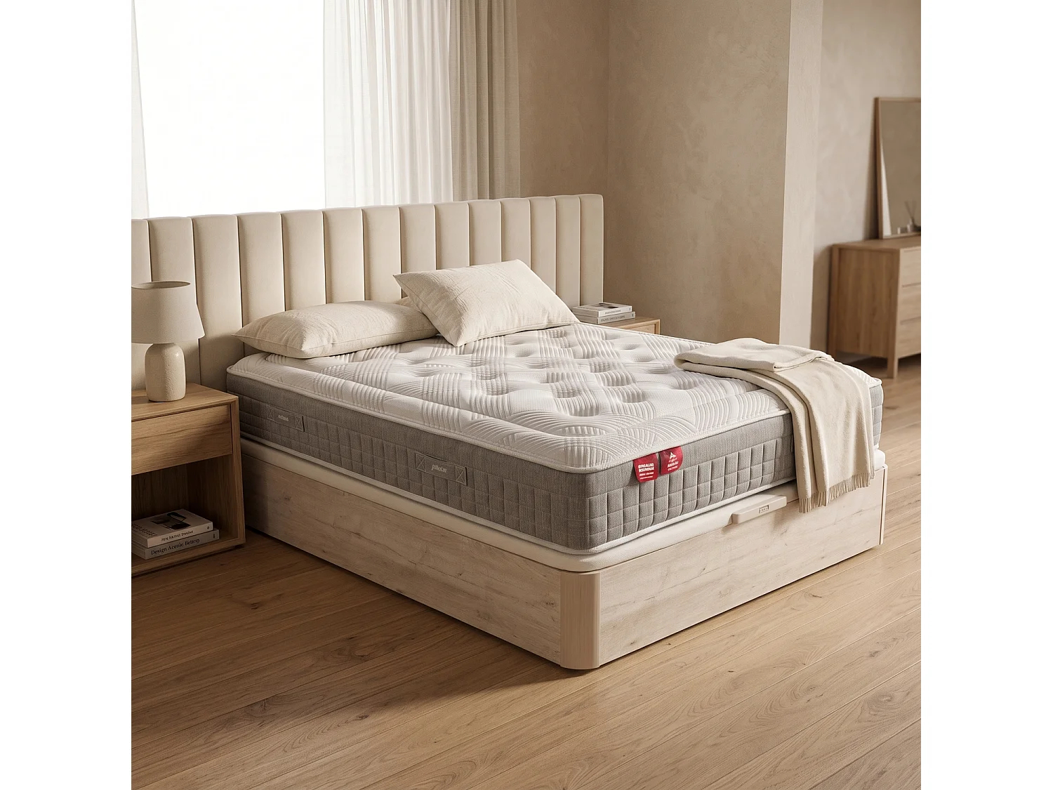 Pack colchón de muelles ensacados y canapé Pikolin Sleep 90 x 190 cm, glaciar