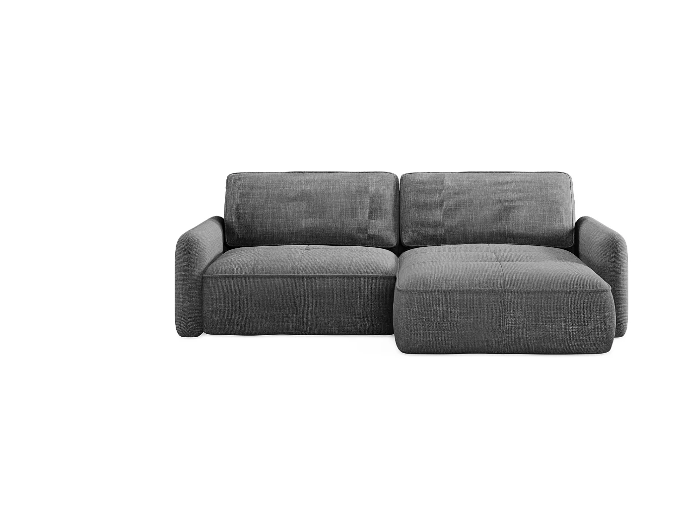 Canapé d’angle convertible en tissu tissé texturé gris LEILA L – 4 places, angle réversible
