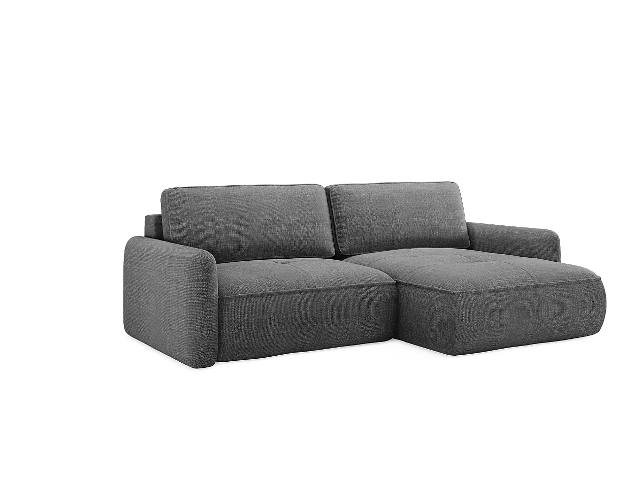 Canapé d’angle convertible en tissu tissé texturé gris LEILA L – 4 places, angle réversible