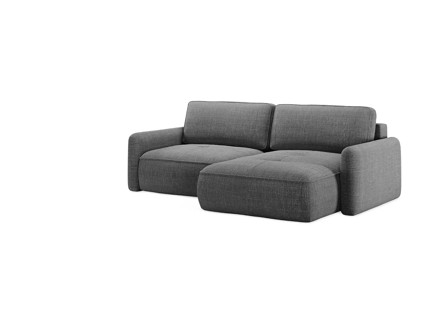 Canapé d’angle convertible en tissu tissé texturé gris LEILA L – 4 places, angle réversible