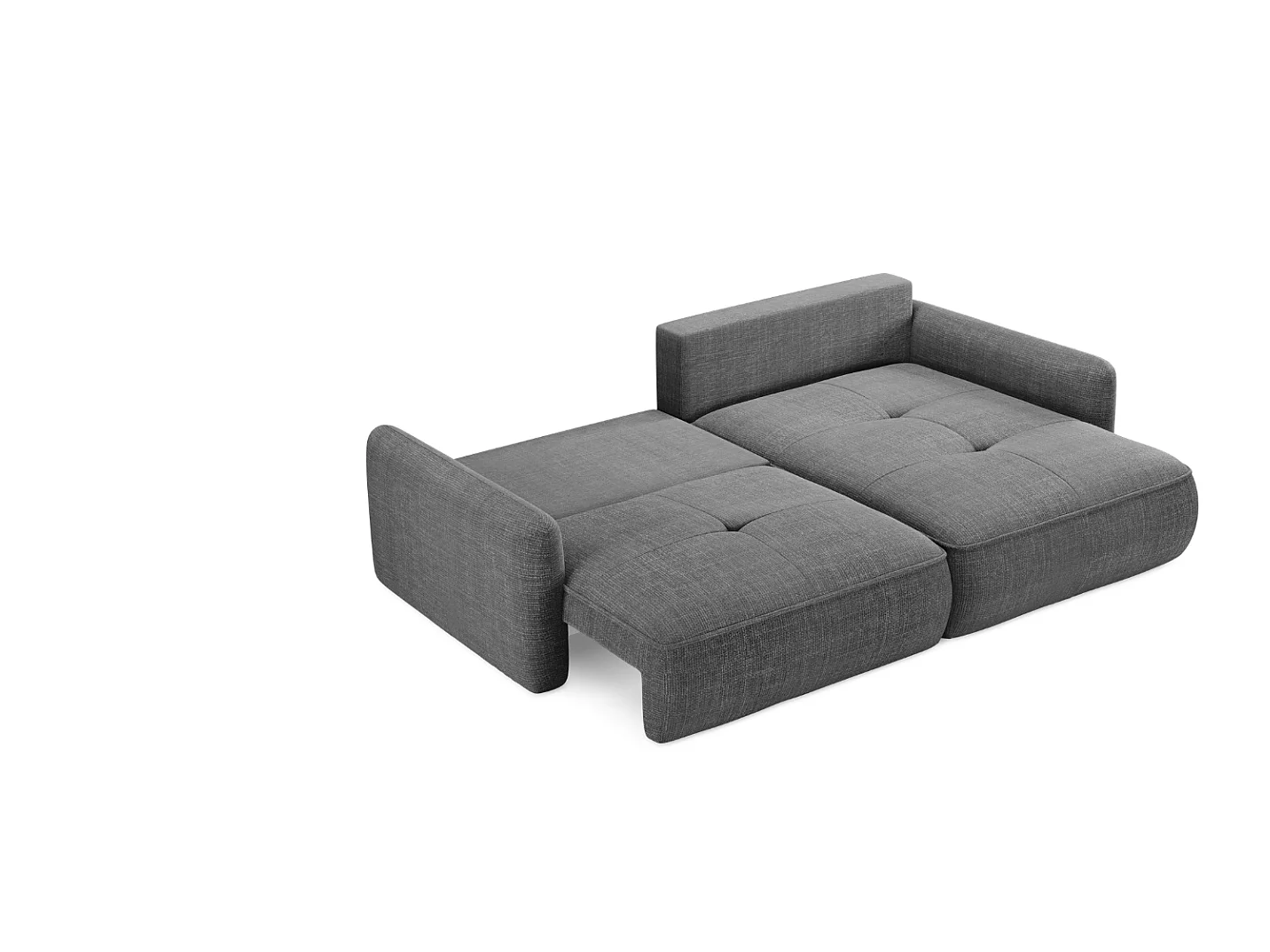 Canapé d’angle convertible en tissu tissé texturé gris LEILA L – 4 places, angle réversible