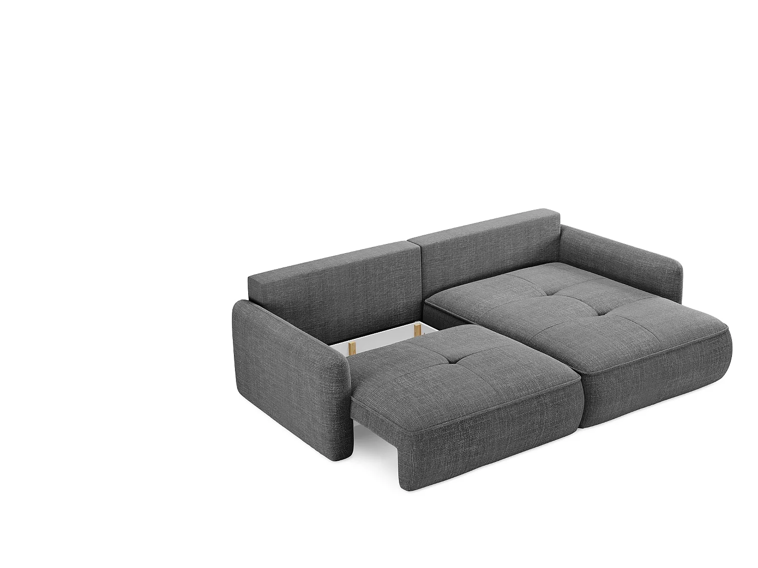 Canapé d’angle convertible en tissu tissé texturé gris LEILA L – 4 places, angle réversible