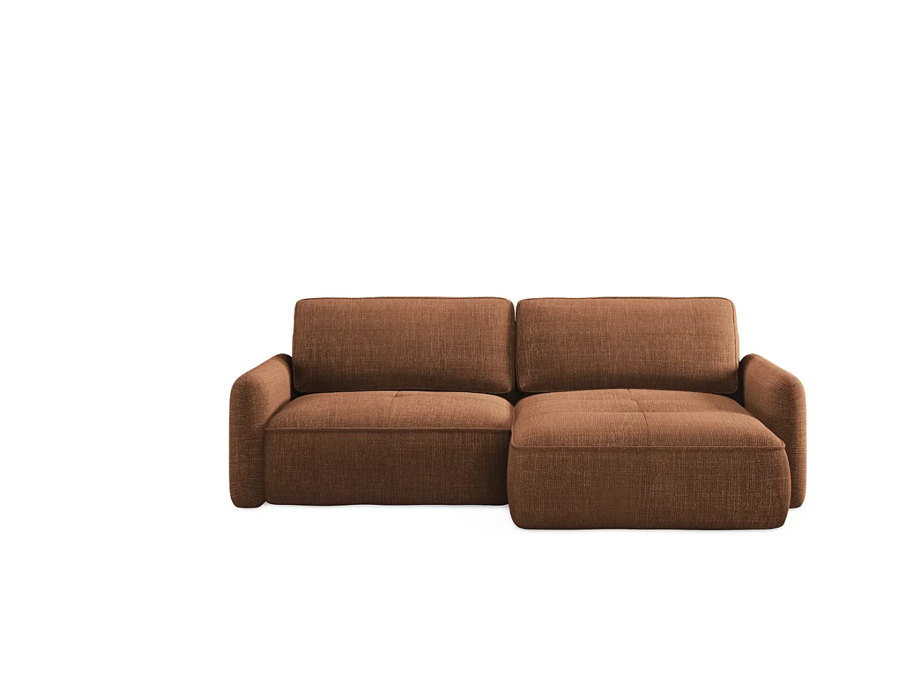 Omkeerbare slaapbank LEILA L 4 zitplaatsen, extra zacht comfort, koperkleurige stof