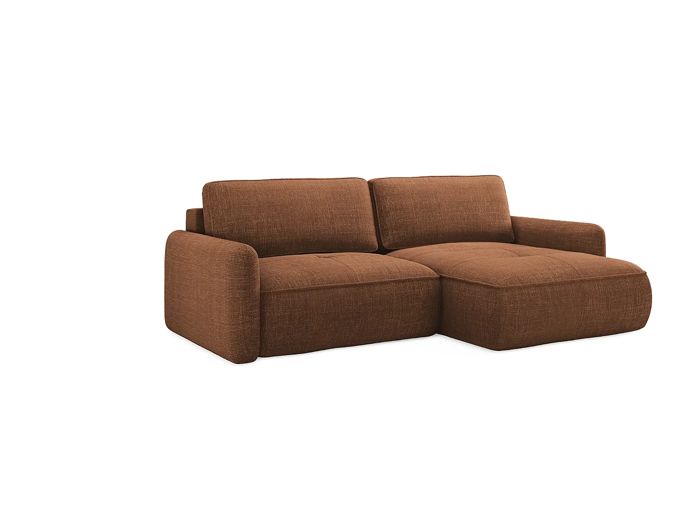Omkeerbare slaapbank LEILA L 4 zitplaatsen, extra zacht comfort, koperkleurige stof