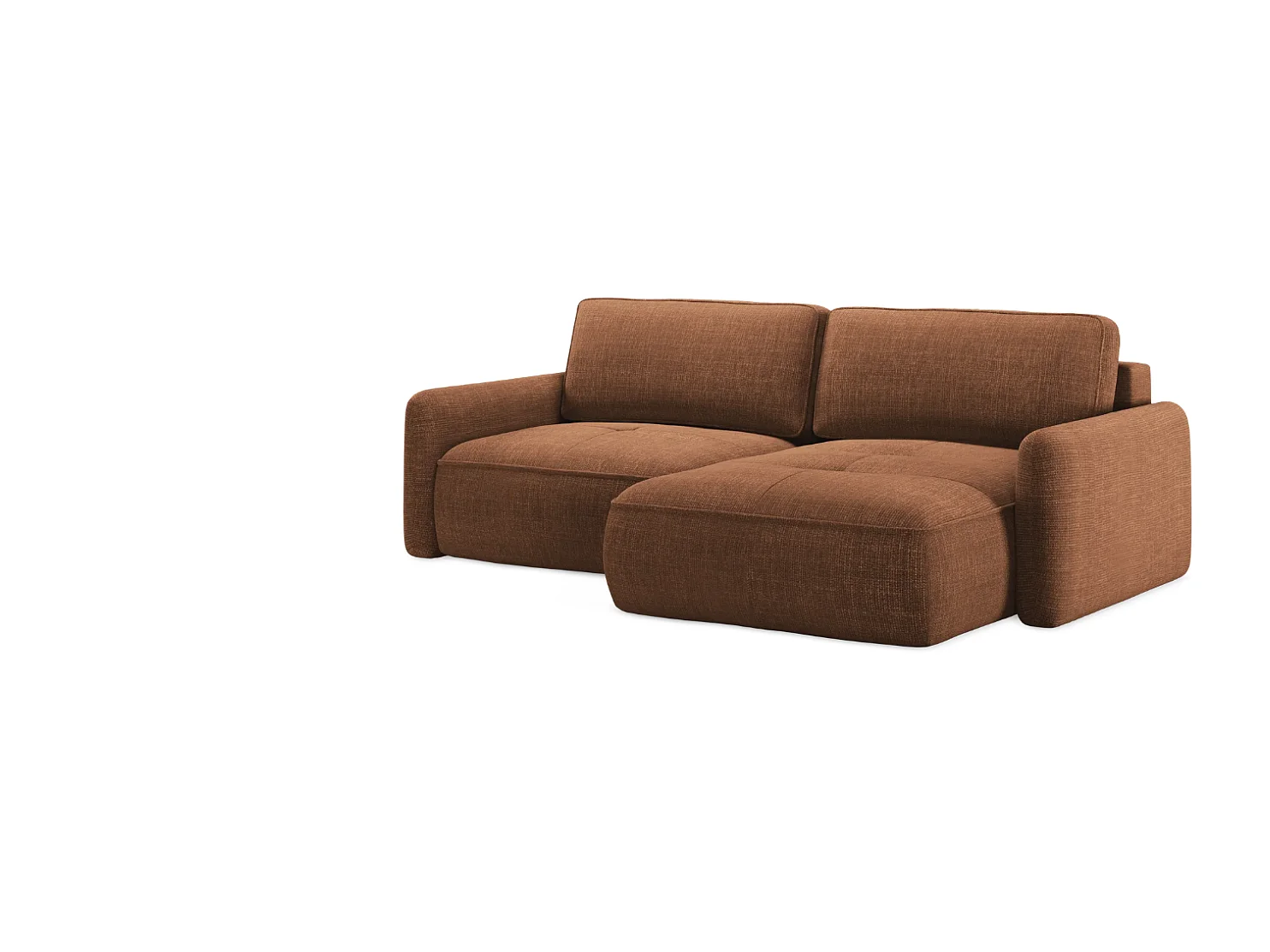 Omkeerbare slaapbank LEILA L 4 zitplaatsen, extra zacht comfort, koperkleurige stof