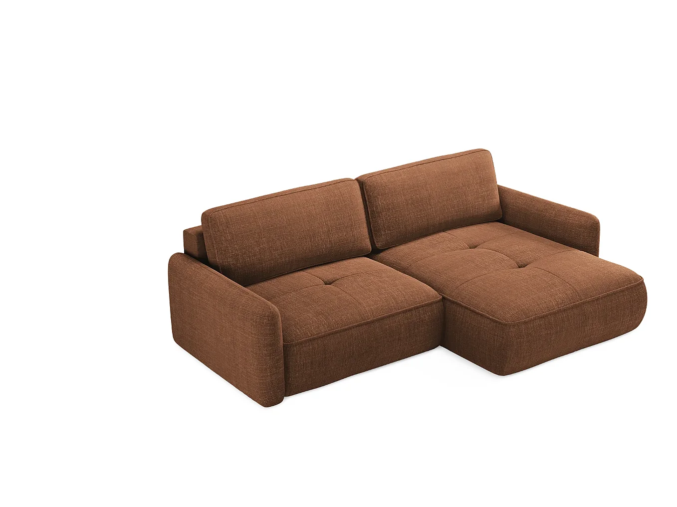 Omkeerbare slaapbank LEILA L 4 zitplaatsen, extra zacht comfort, koperkleurige stof