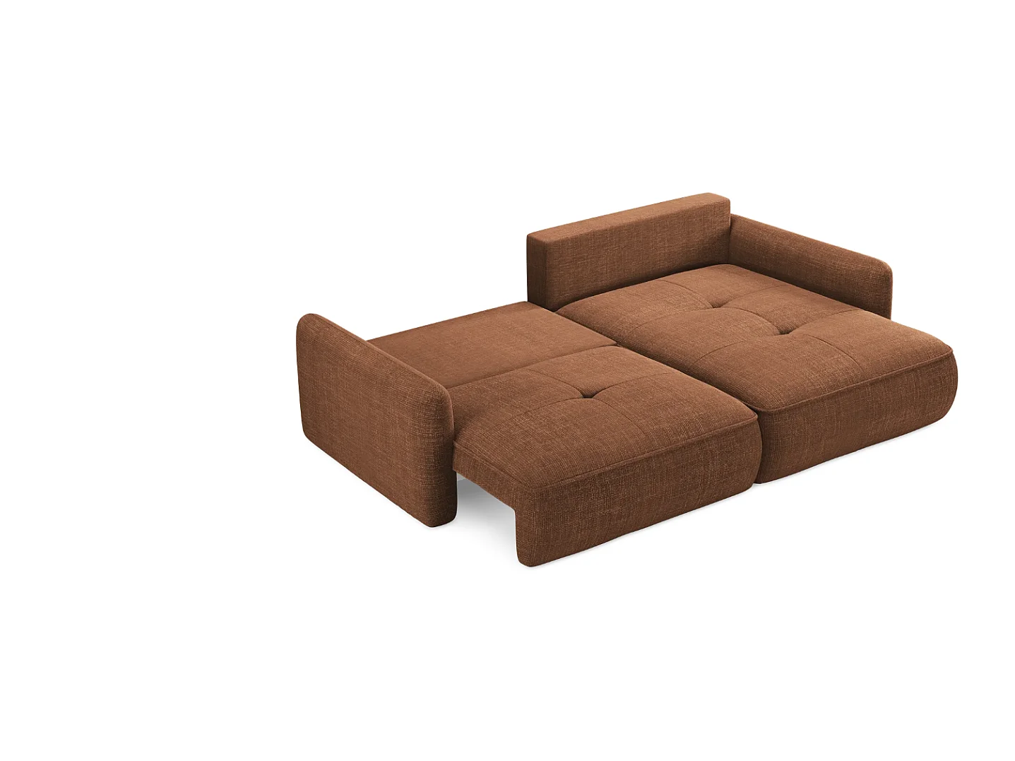 Omkeerbare slaapbank LEILA L 4 zitplaatsen, extra zacht comfort, koperkleurige stof