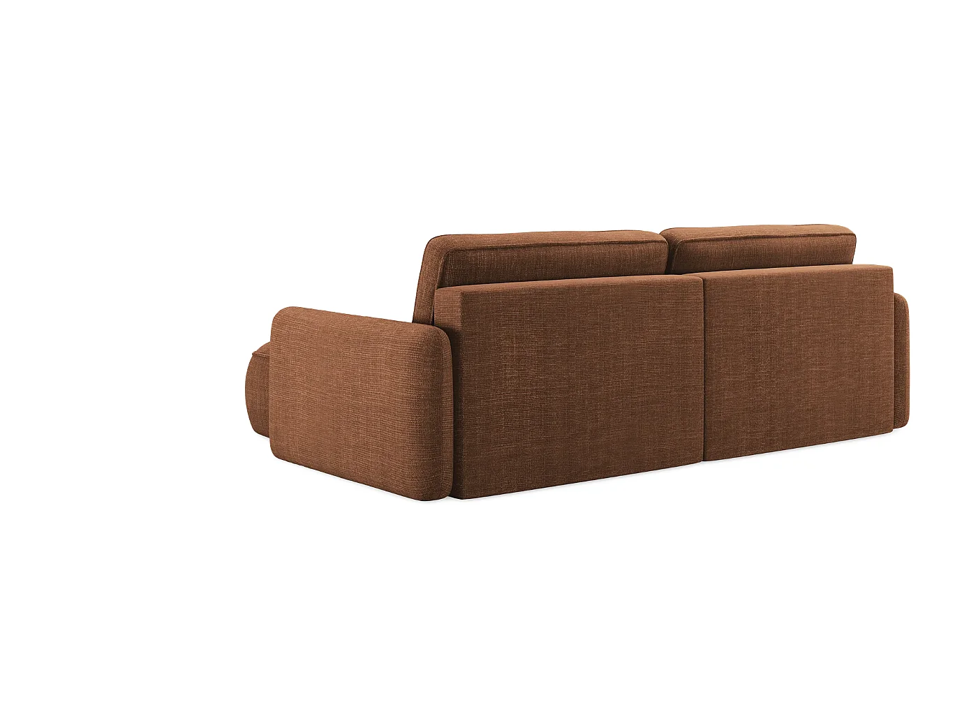 Omkeerbare slaapbank LEILA L 4 zitplaatsen, extra zacht comfort, koperkleurige stof
