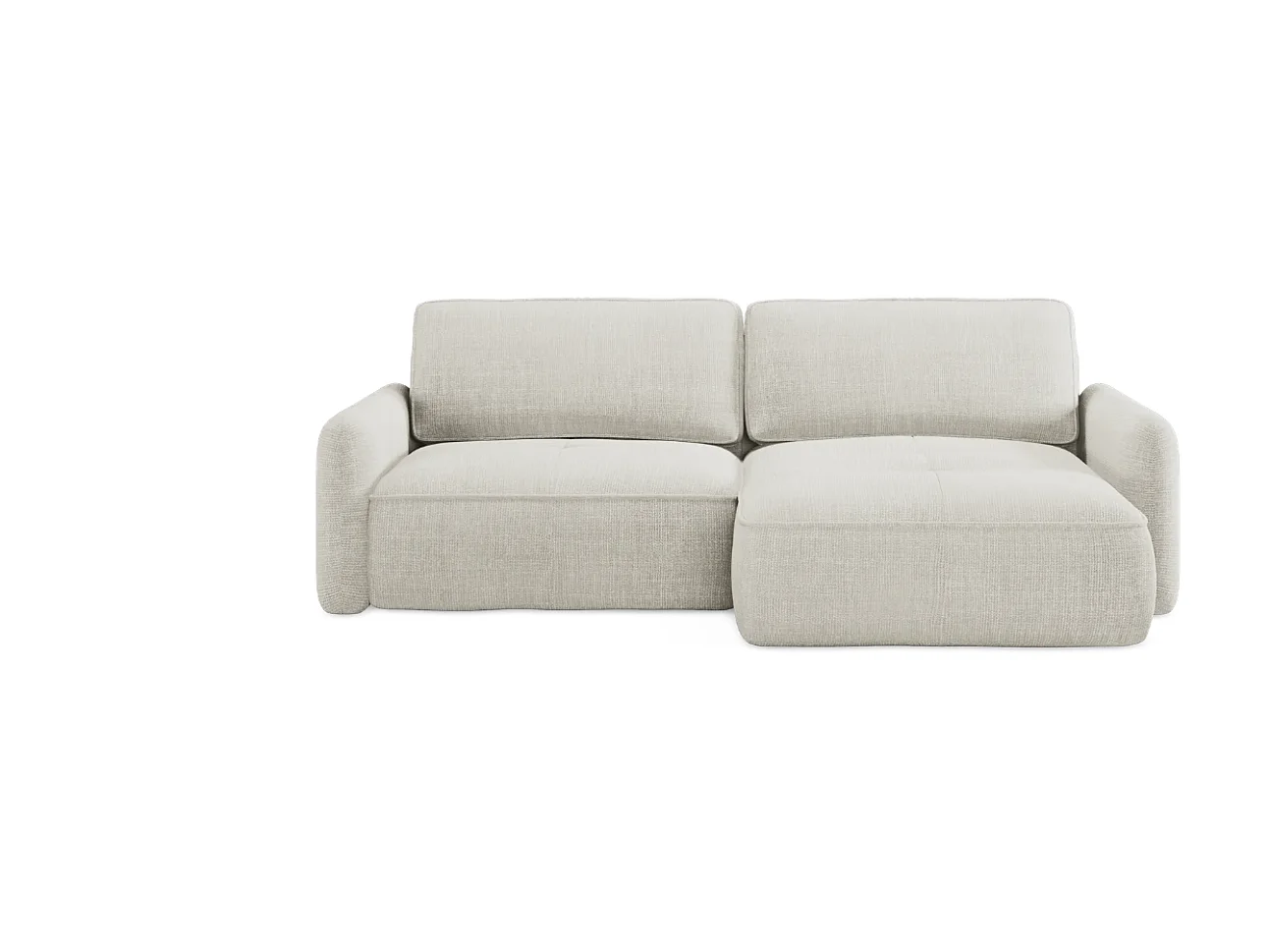 Canapé d’angle convertible en tissu tissé texturé beige LEILA L – 4 places, angle réversible