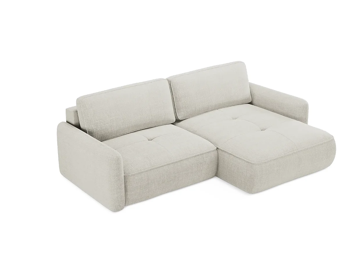Canapé d’angle convertible en tissu tissé texturé beige LEILA L – 4 places, angle réversible
