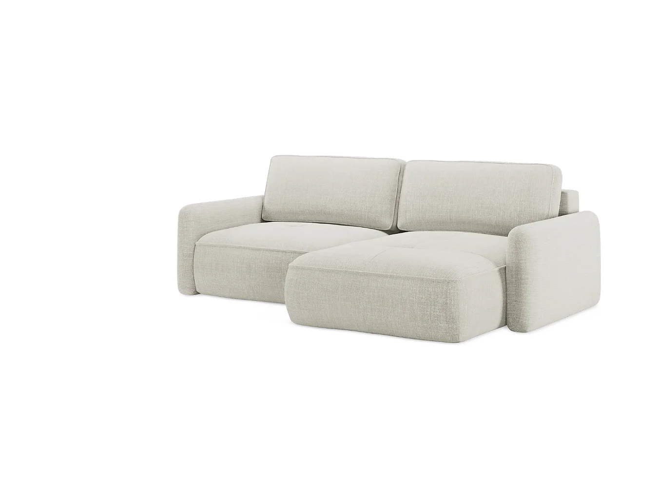 Canapé d’angle convertible en tissu tissé texturé beige LEILA L – 4 places, angle réversible