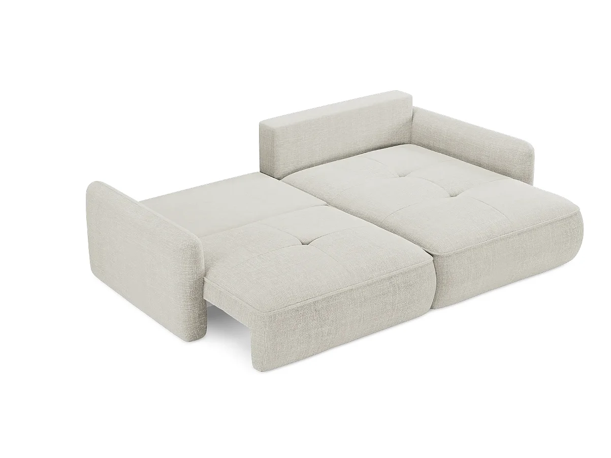 Canapé d’angle convertible en tissu tissé texturé beige LEILA L – 4 places, angle réversible