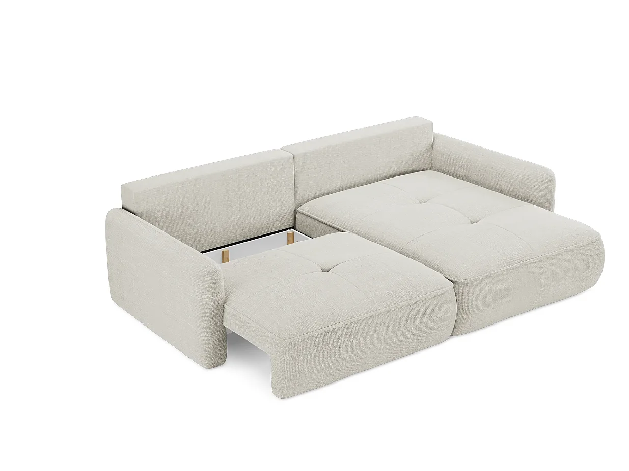 Canapé d’angle convertible en tissu tissé texturé beige LEILA L – 4 places, angle réversible