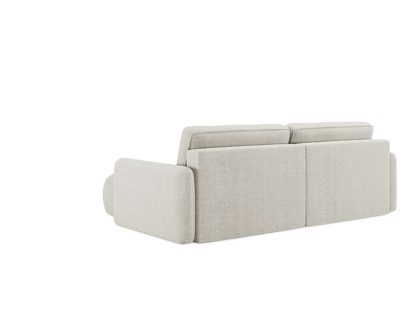 Canapé d’angle convertible en tissu tissé texturé beige LEILA L – 4 places, angle réversible
