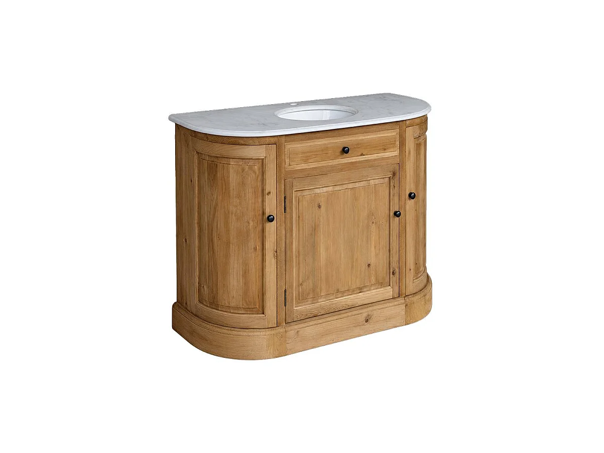 Meuble sous vasque en bois recyclé et marbre Garance
