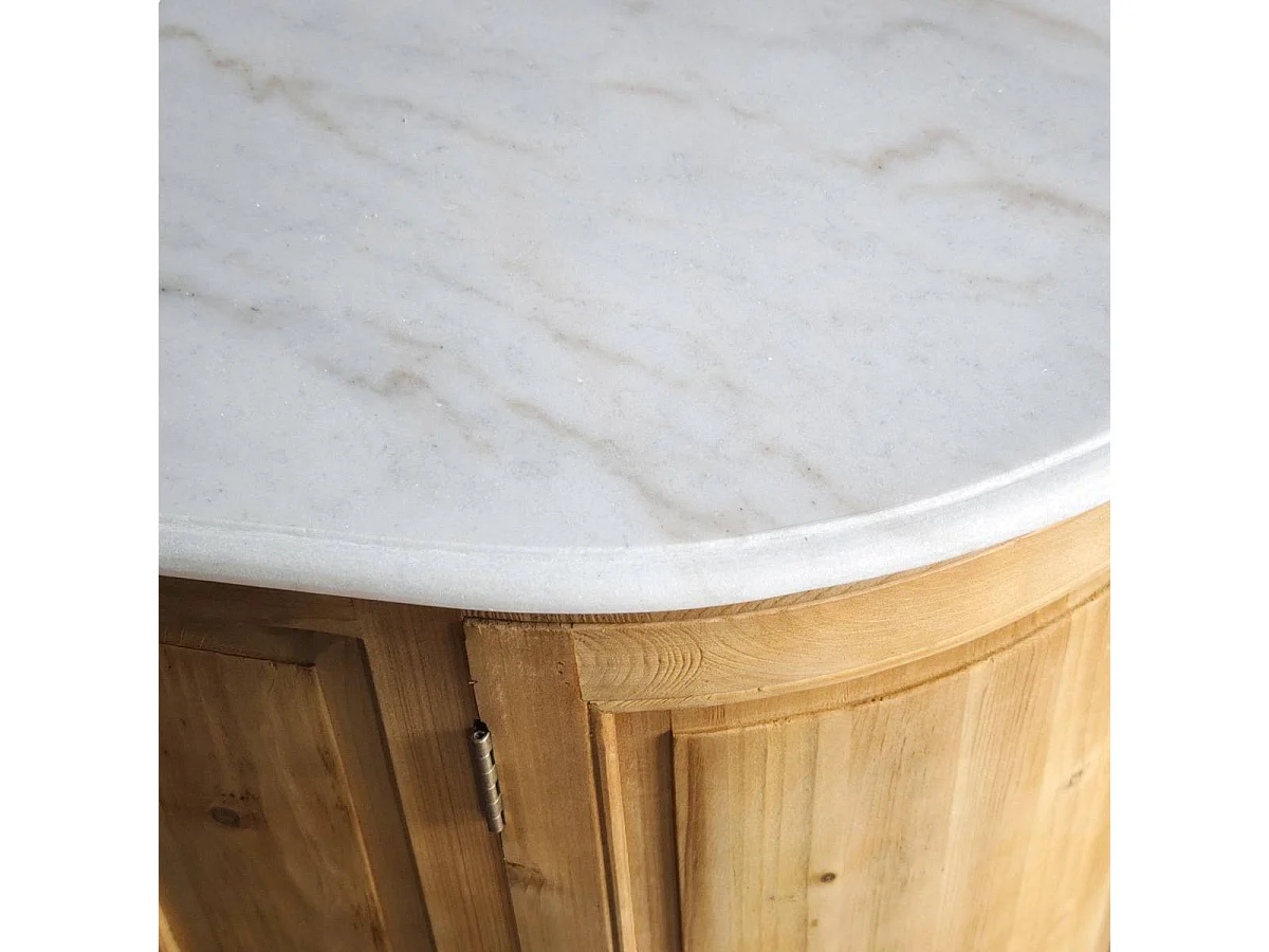 Meuble sous vasque en bois recyclé et marbre Garance