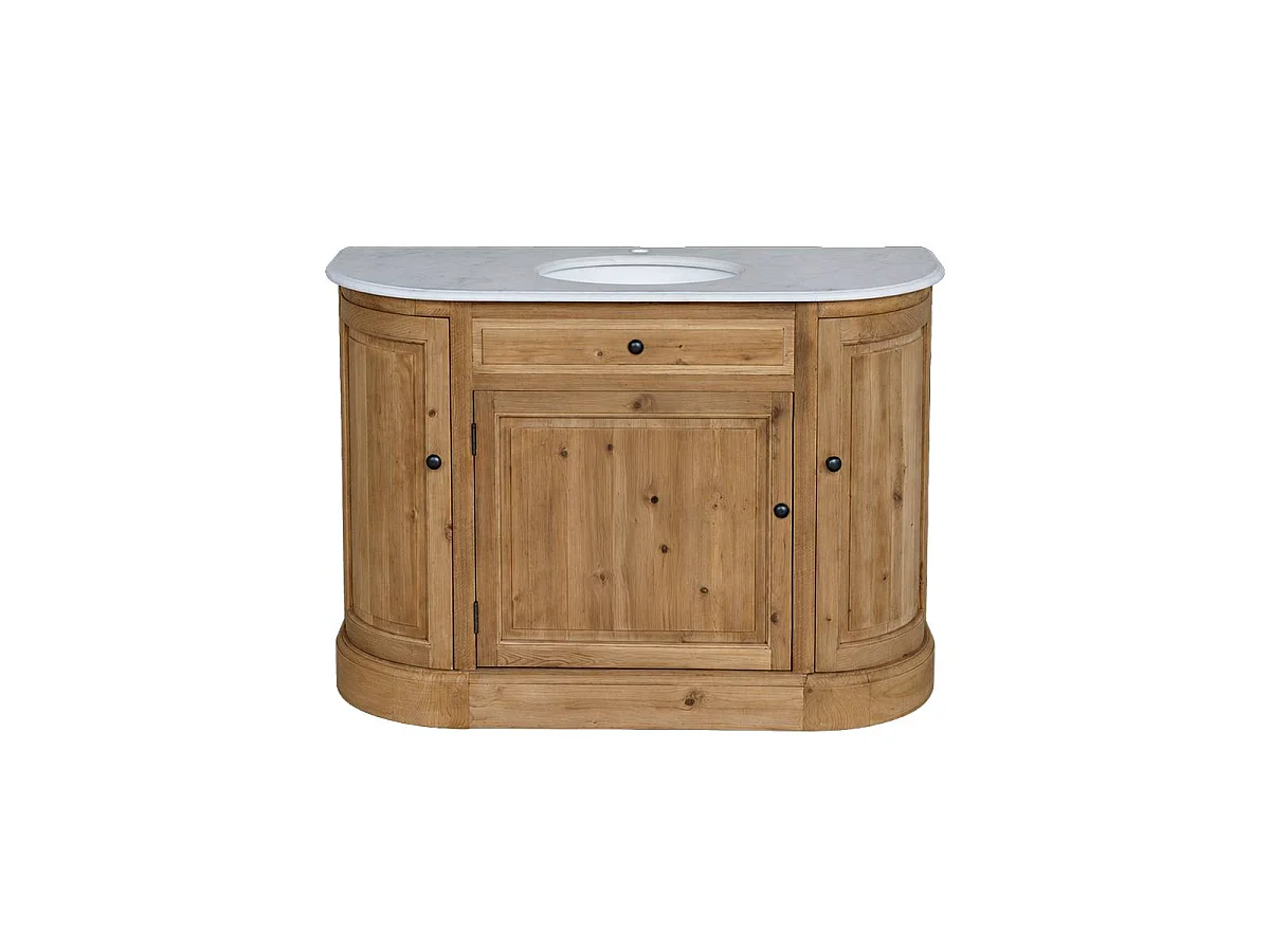 Meuble sous vasque en bois recyclé et marbre Garance