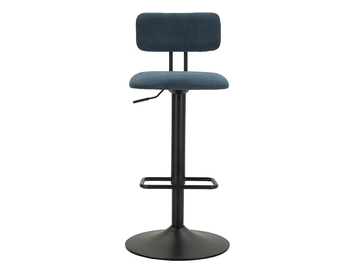 Conjunto de 2 bancos de bar ajustáveis de 61 a 83 cm Malorie, veludo canelado azul e preto
