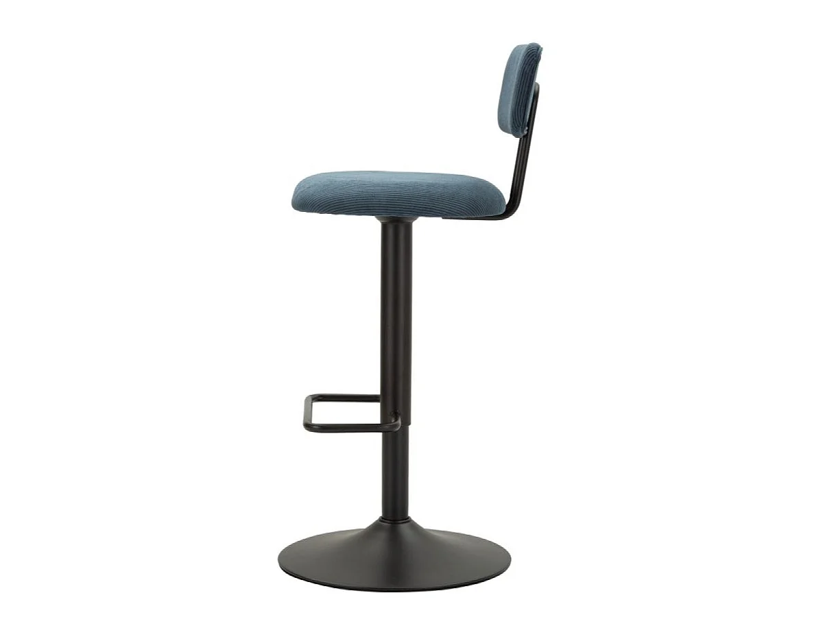 Conjunto de 2 bancos de bar ajustáveis de 61 a 83 cm Malorie, veludo canelado azul e preto