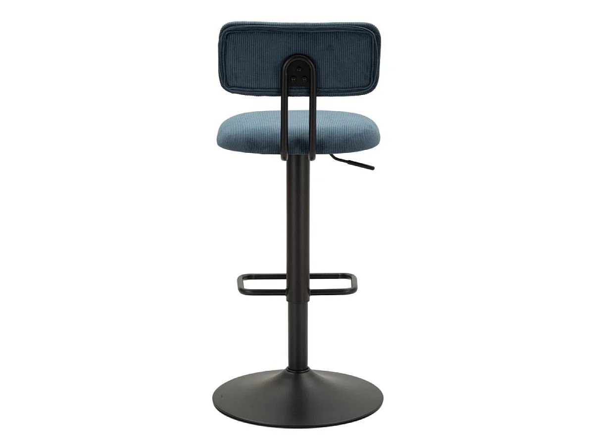 Conjunto de 2 bancos de bar ajustáveis de 61 a 83 cm Malorie, veludo canelado azul e preto