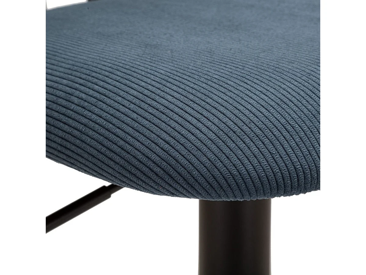Conjunto de 2 bancos de bar ajustáveis de 61 a 83 cm Malorie, veludo canelado azul e preto