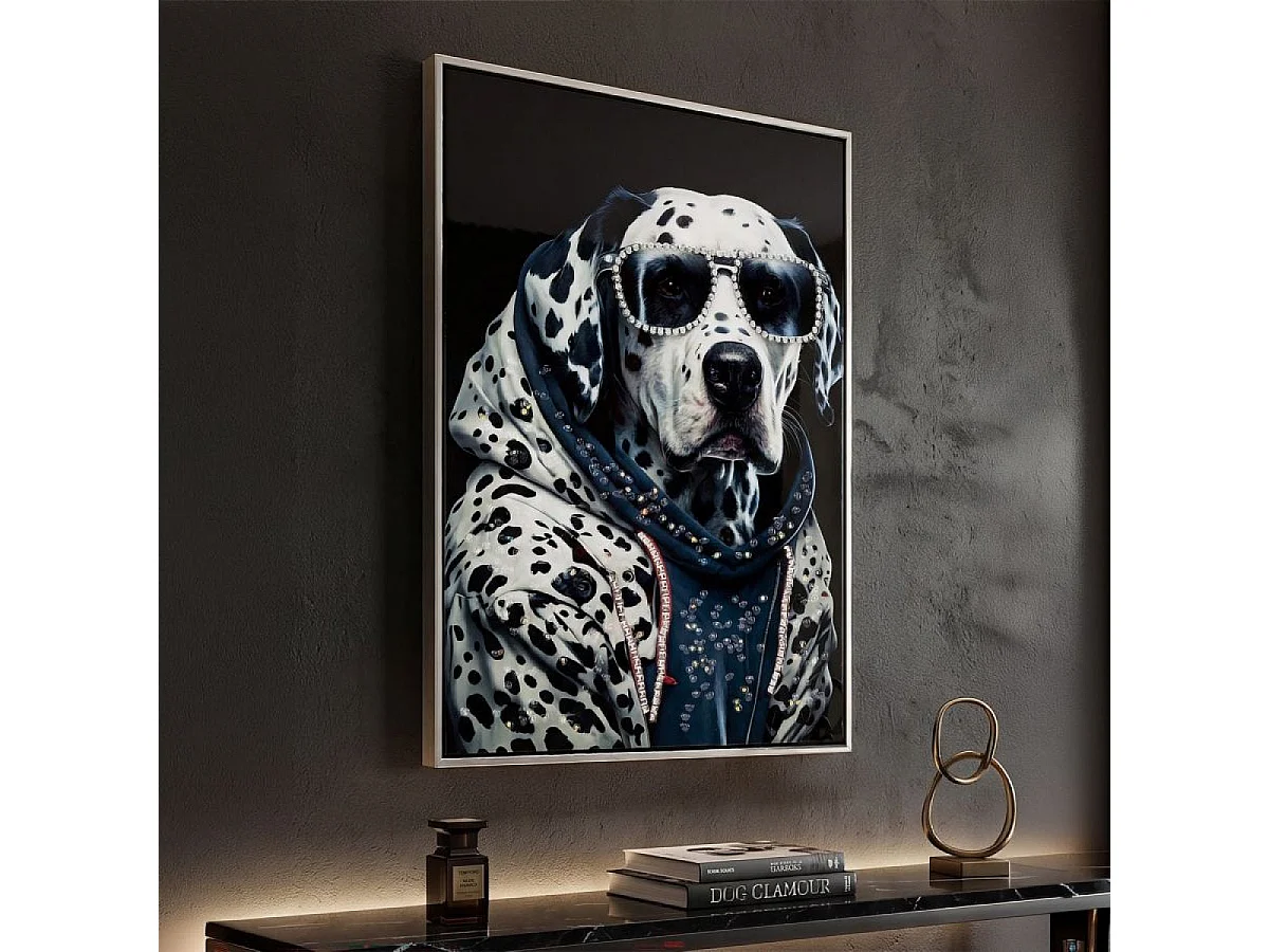 Tableau impression sur toile chien strass 53x73 cm Doggy