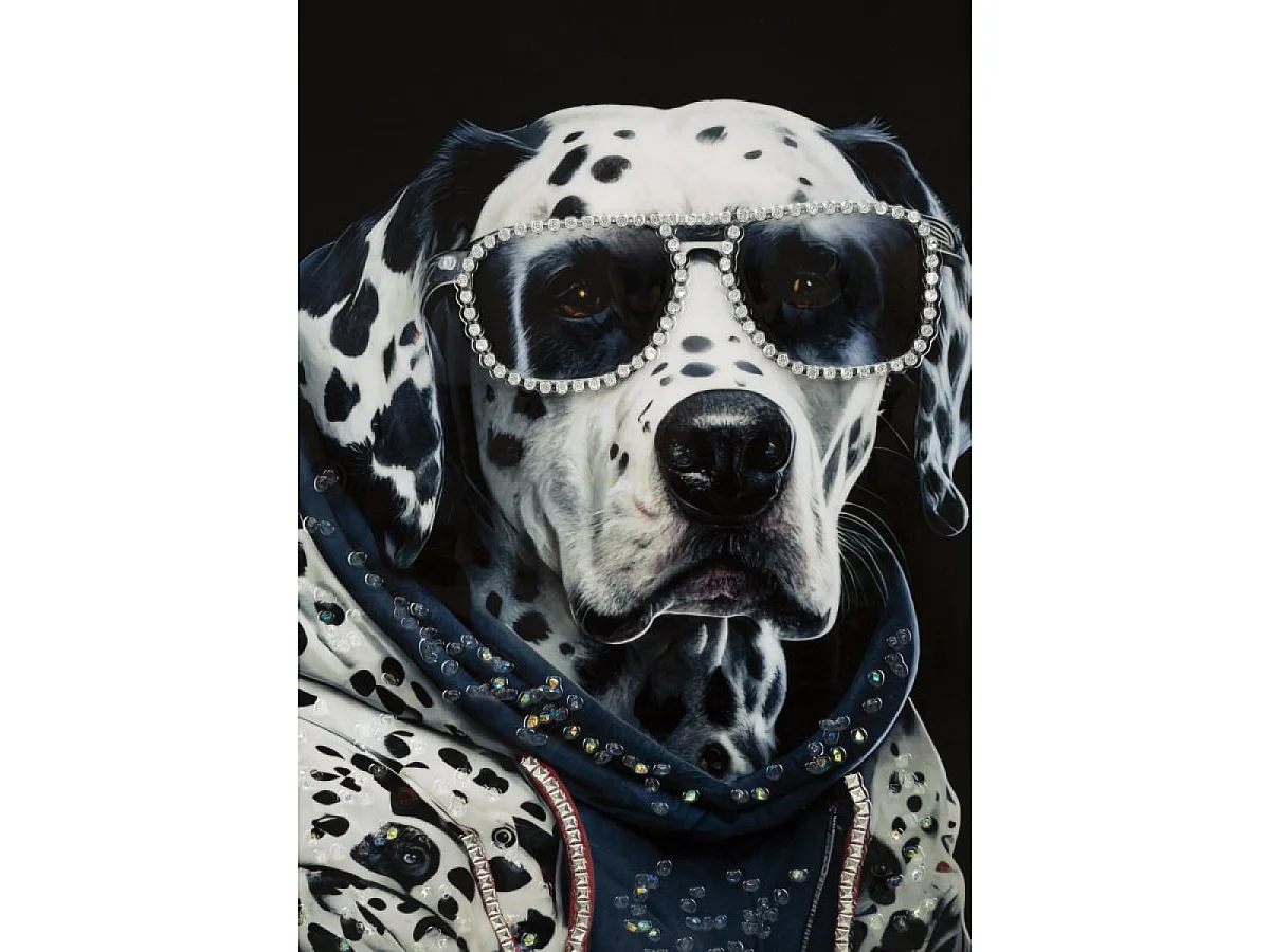 Tableau impression sur toile chien strass 53x73 cm Doggy