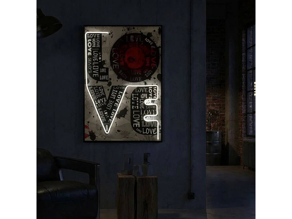 Tableau impression sur toile LED 60x90 cm Love