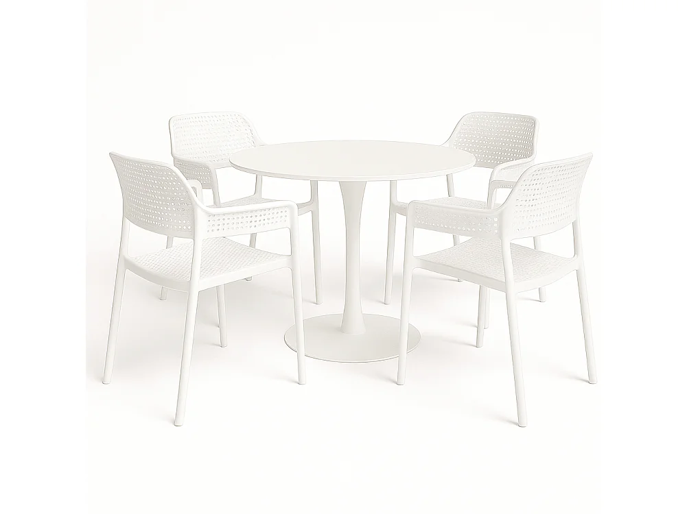 Set 4 Sedie Ergonomiche in Polipropilene Bianco con Schienale e Seduta Forati