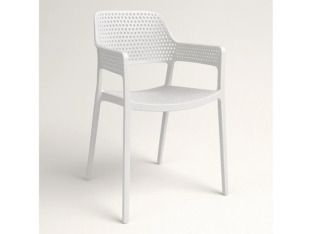 Set 4 Sedie Ergonomiche in Polipropilene Bianco con Schienale e Seduta Forati