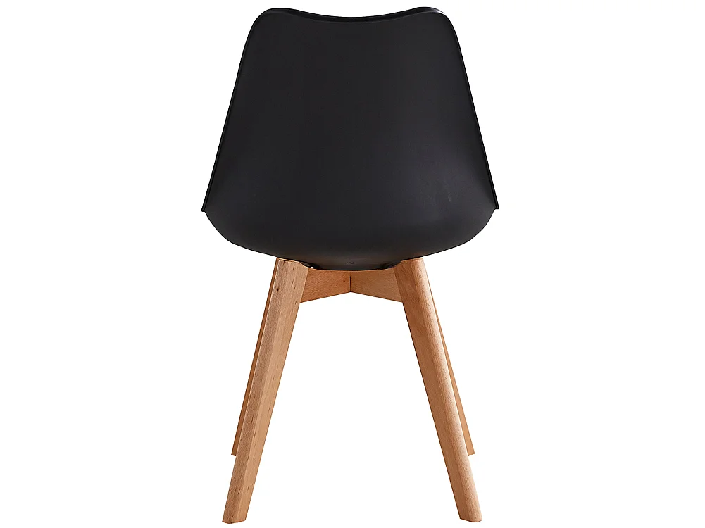 Set 4 Sedie da Pranzo Nero Poltrona Ufficio Casa Gambe in Legno e Cuscino