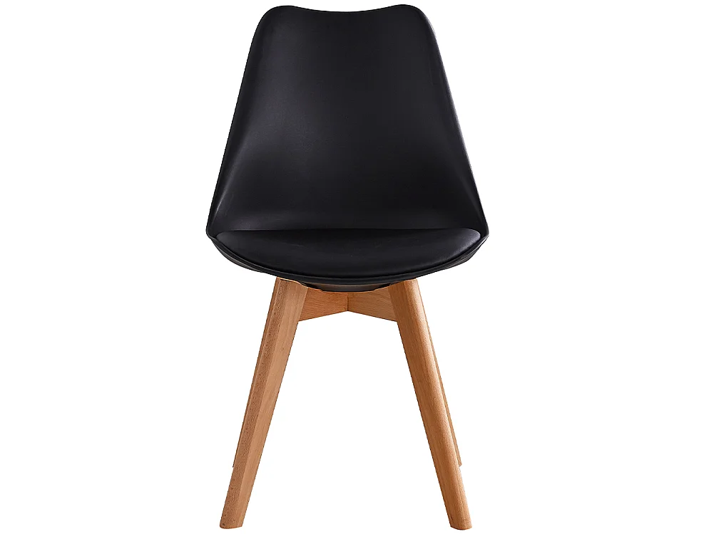 Set 4 Sedie da Pranzo Nero Poltrona Ufficio Casa Gambe in Legno e Cuscino