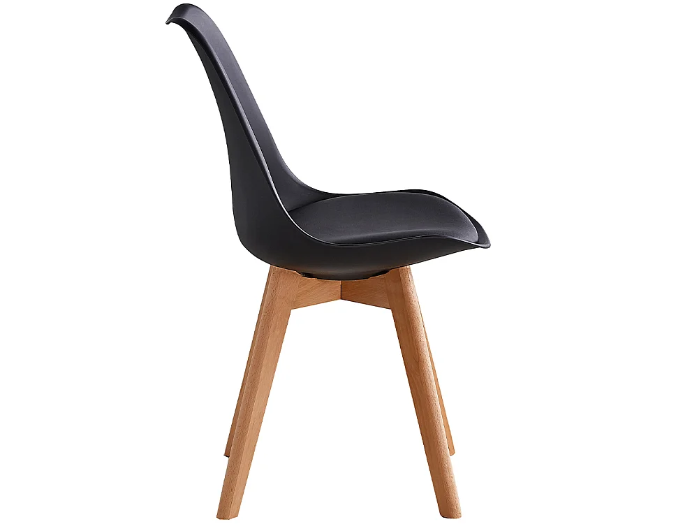 Set 4 Sedie da Pranzo Nero Poltrona Ufficio Casa Gambe in Legno e Cuscino