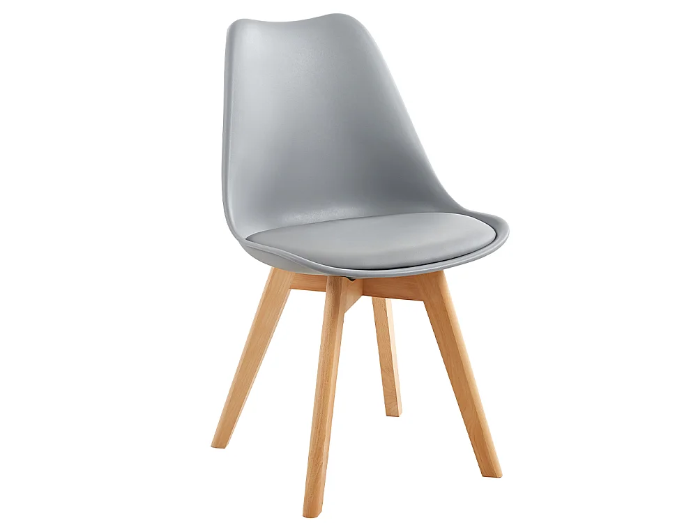 Set 4 Sedie da Pranzo Grigio Poltrona Ufficio Casa Gambe in Legno e Cuscino