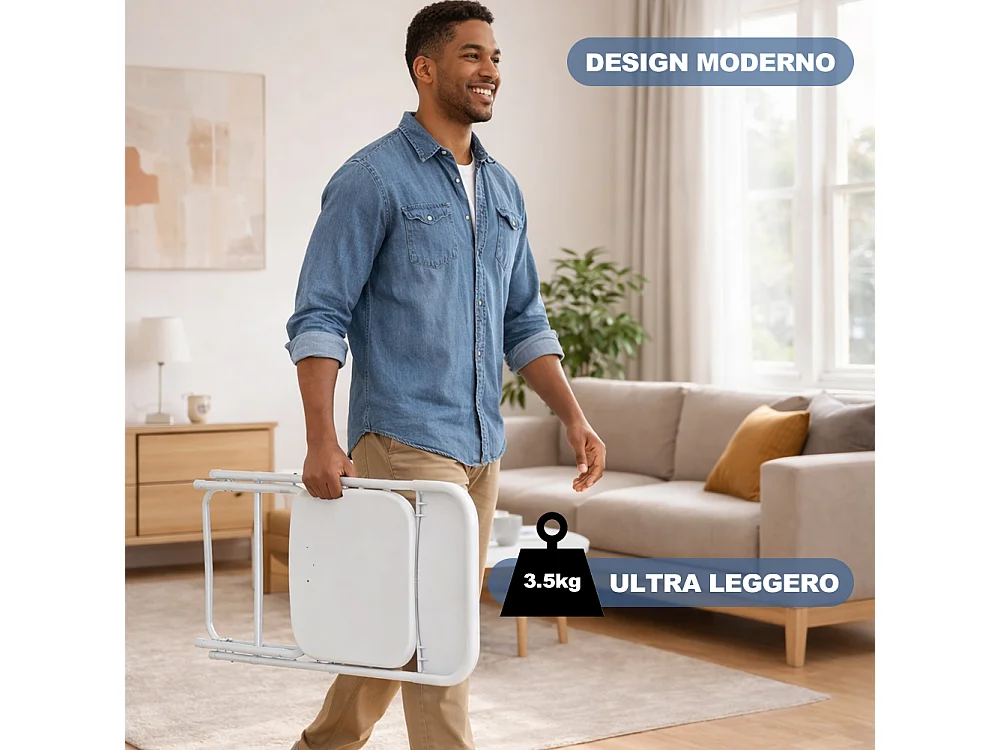 Set 4 Sedie Bianche in Polipropilene ad Alta Resistenza con Seduta Ergonomica
