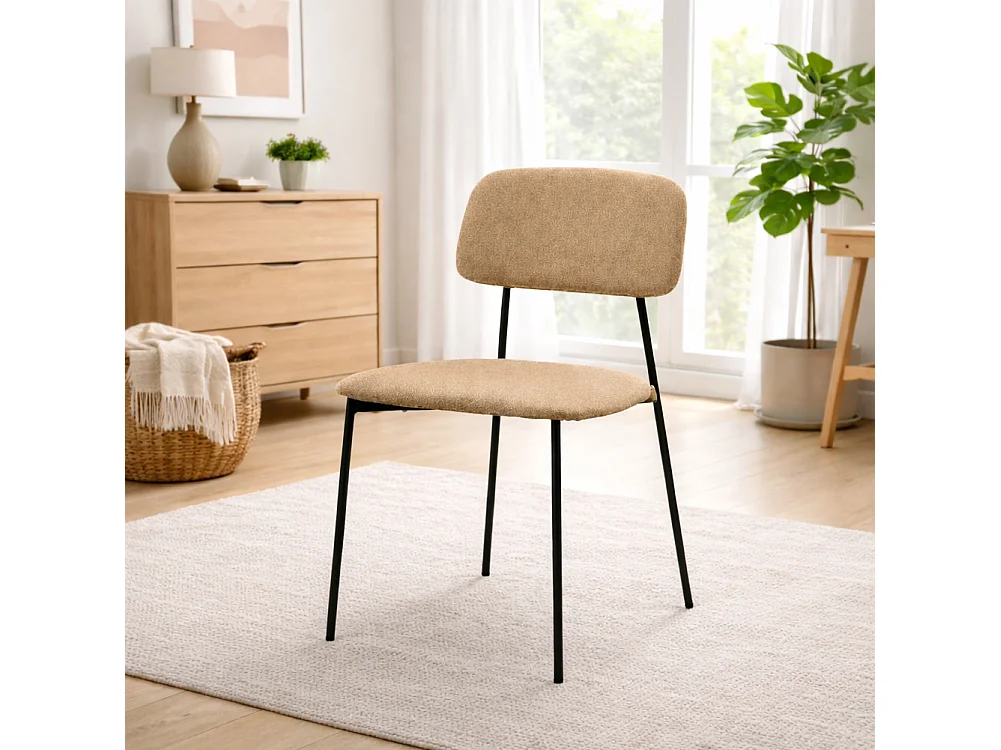 Set 4 Sedie Tortora Parigi in Tessuto con Struttura in Metallo Seduta Ergonomica