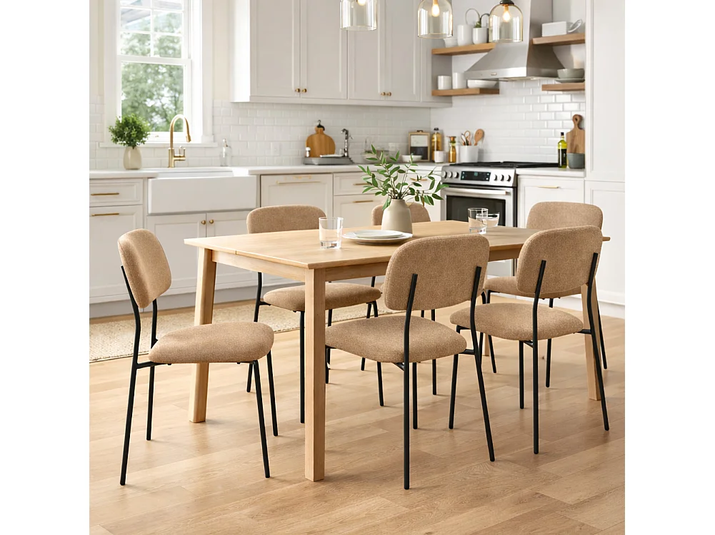 Set 4 Sedie Tortora Parigi in Tessuto con Struttura in Metallo Seduta Ergonomica