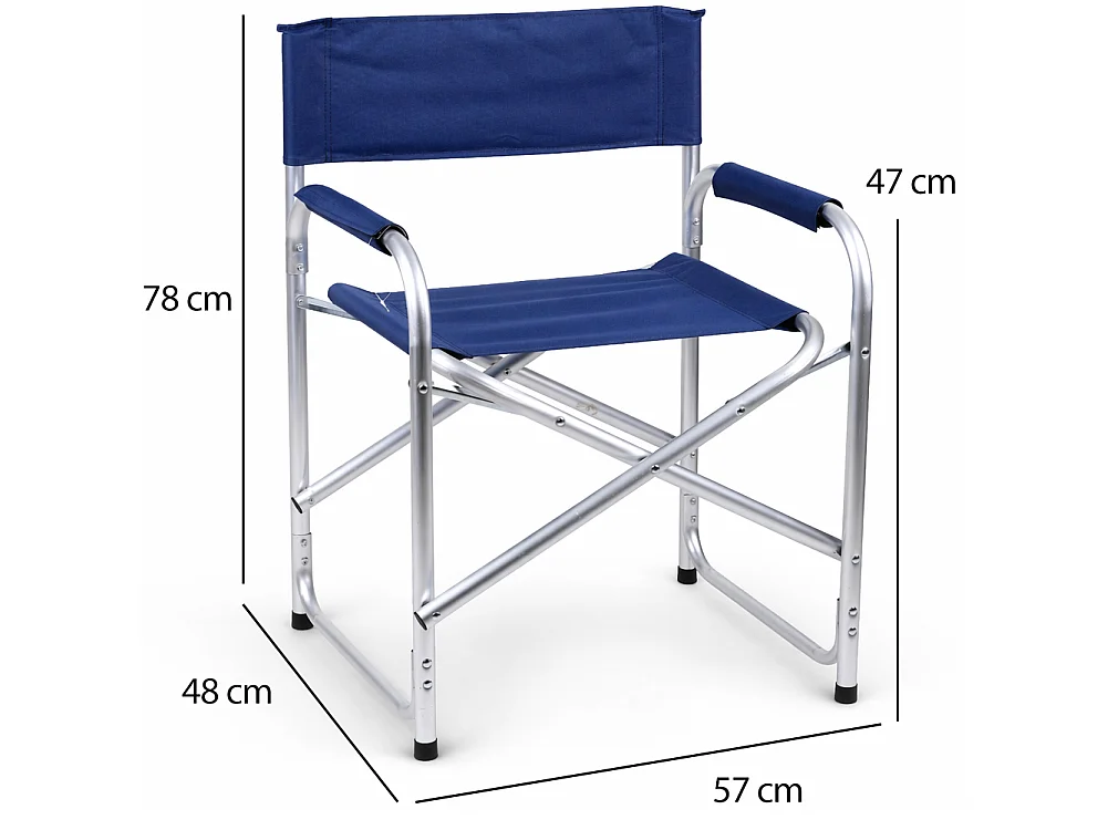 Sedia Regista Struttura in Alluminio Rivestimento Tessuto Oxford Blu 57x48x78cm