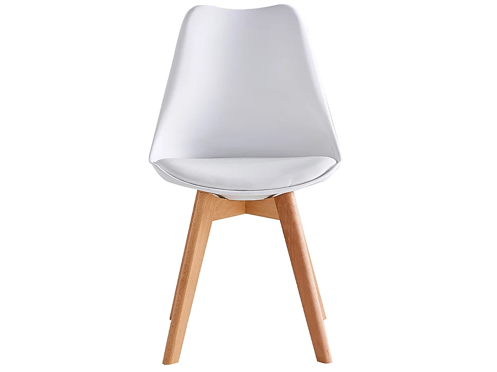 Set 4 Sedie da Pranzo Bianco Poltrona Ufficio Casa Gambe in Legno e Cuscino