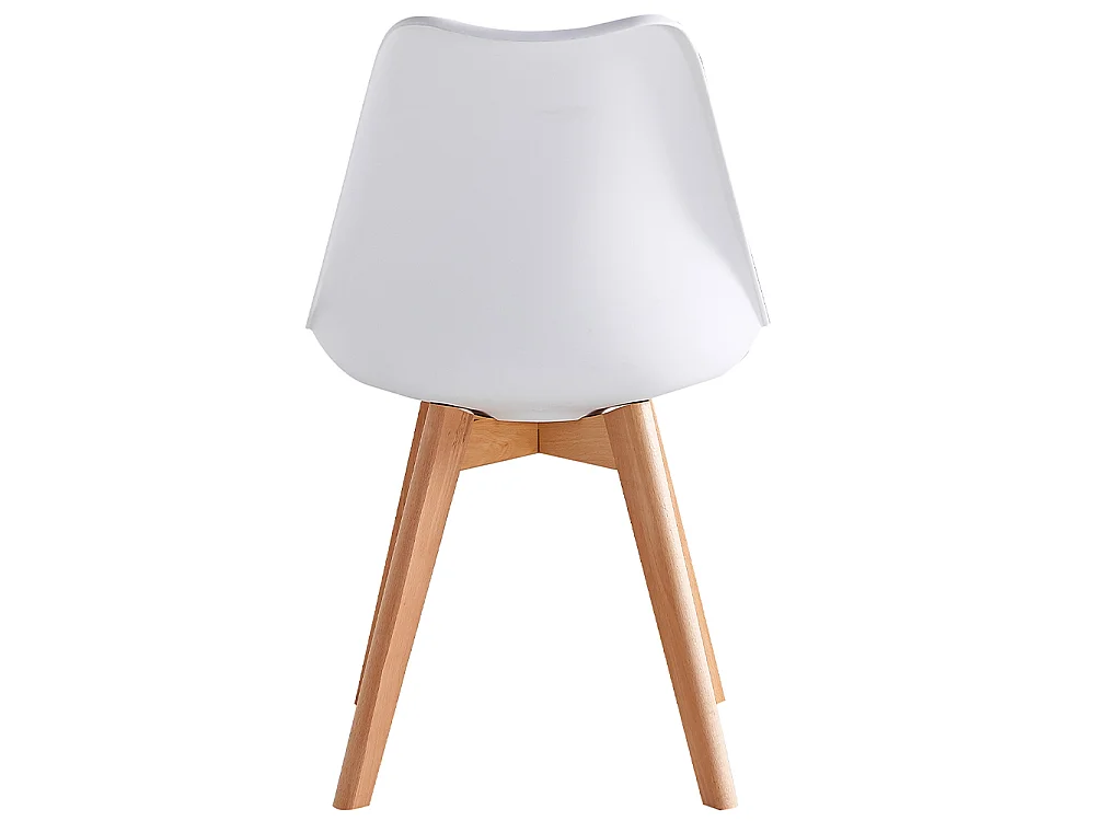 Set 4 Sedie da Pranzo Bianco Poltrona Ufficio Casa Gambe in Legno e Cuscino