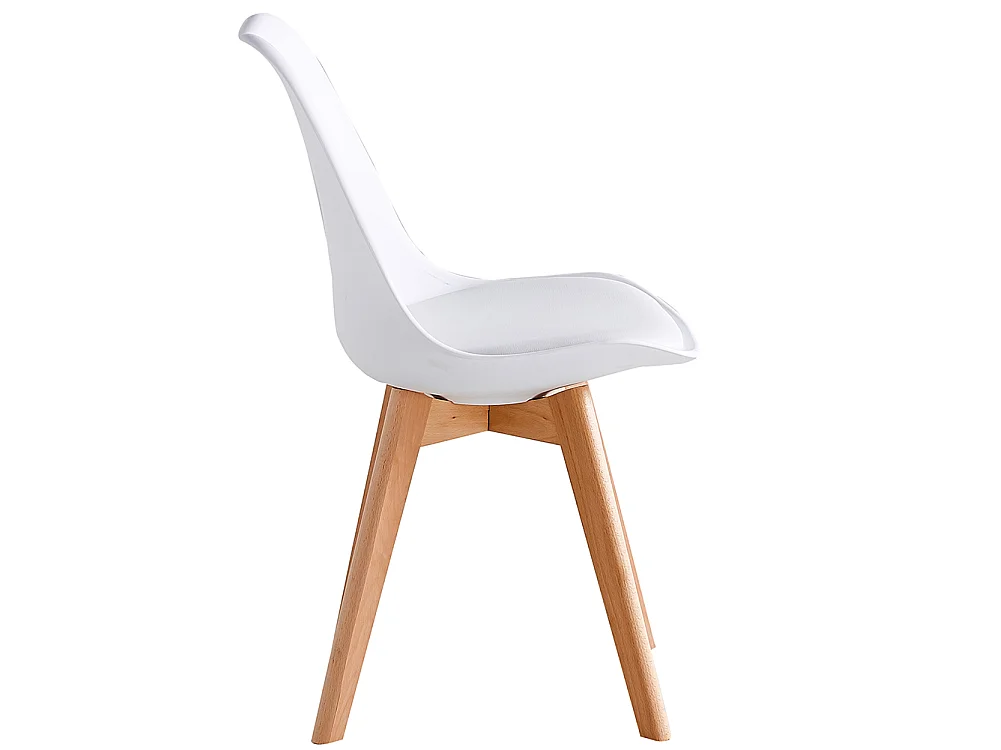 Set 4 Sedie da Pranzo Bianco Poltrona Ufficio Casa Gambe in Legno e Cuscino