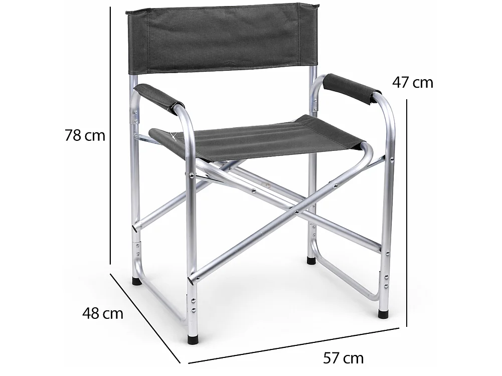 Sedia Regista Struttura Alluminio Rivestimento Tessuto Oxford Grigio 57x48x78cm