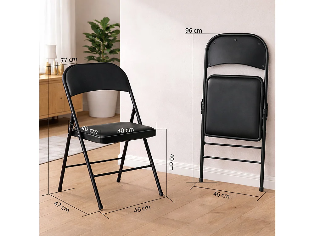 Set 4 Sedie Nere in Metallo e Seduta in Ecopelle Imbottita Sedia Ergonomica