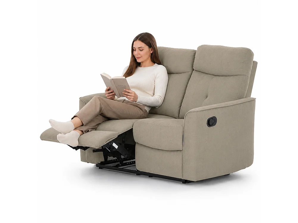 Divano 2 Posti Recliner Manuale Poltrona Reclinabile 2 Posti Tortora 132x96x103cm