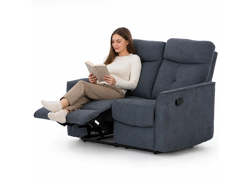 Divano 2 Posti Recliner Manuale Poltrona Reclinabile 2 Posti Grigio 132x96x103cm