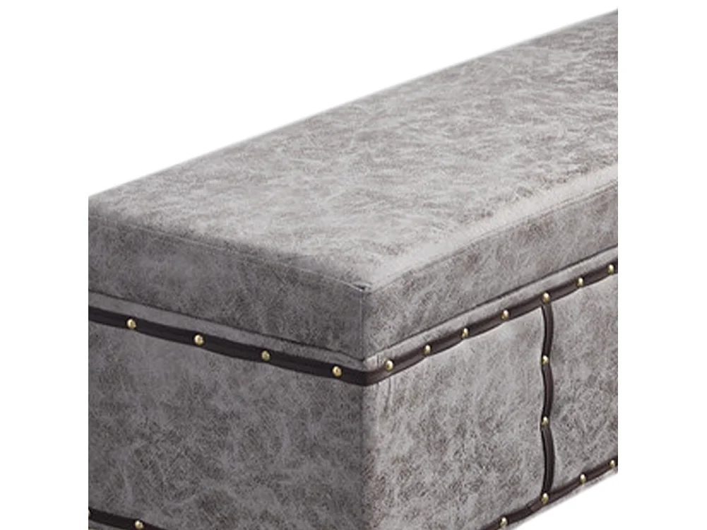 Cassapanca Contenitore Ecopelle Divano Panca Pouf Contenitore 80x40x43 cm Grigio