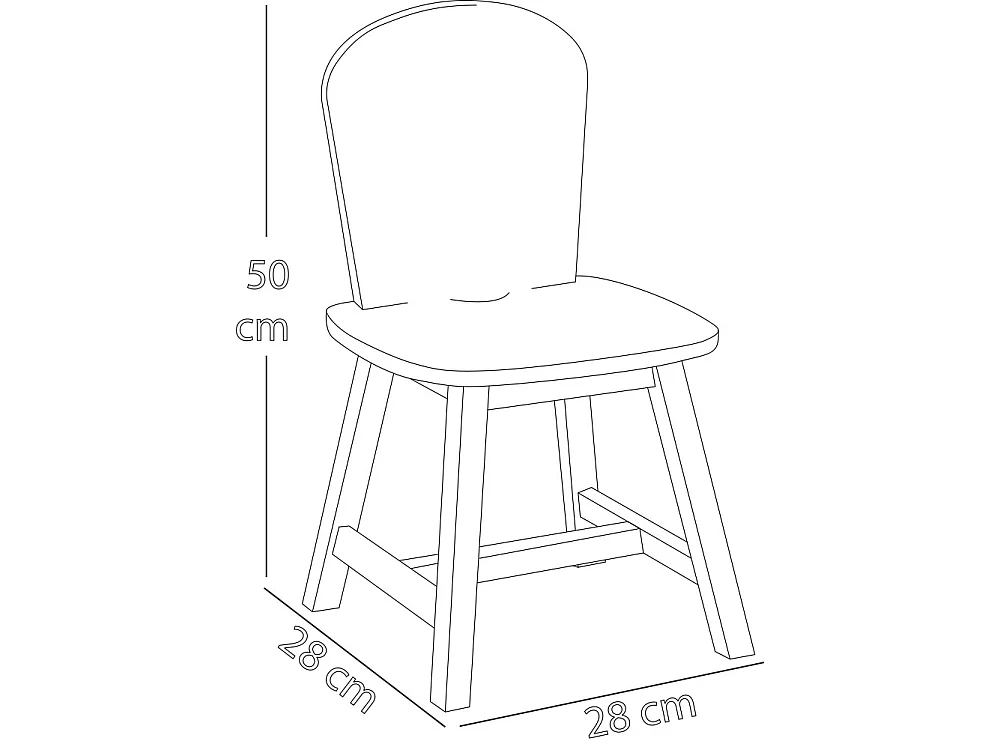 Sedia per Bambini in Legno MDF con Seduta e Schienale Ergonomico 28 x 28 x 50 cm