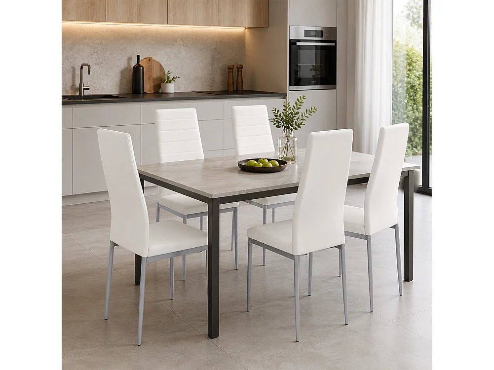 Set 4 Sedie Moderne Sala Pranzo Salotto Cucina Seduta Imbottita Ecopelle Bianco