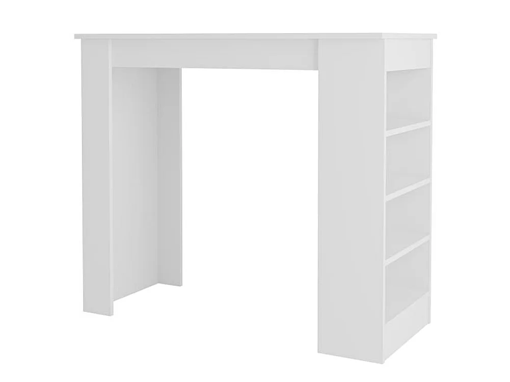 Tavolo da Bar con 4 Ripiani e Portaoggetti Bianco Salvaspazio 117x54x102 cm